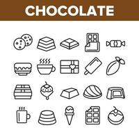 conjunto de iconos de elementos de colección de chocolate vector