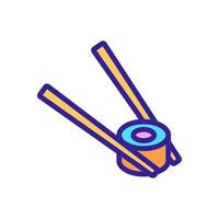 chopstick with sushi roll icon vector outline illustration