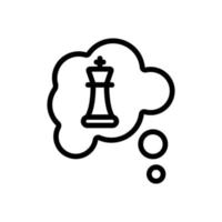 pensamientos sobre la ilustración del contorno del vector del icono del ajedrez
