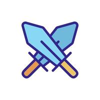 two swords icon vector outline illustration