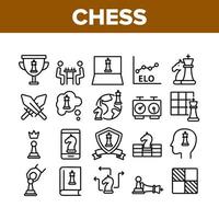 Chess Strategy Game Collection Icons Set Vector