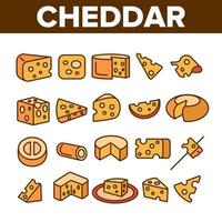 Cheddar Cheese Linear Vector Icons Set