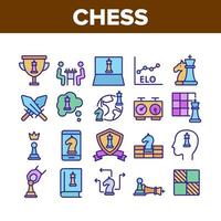 Chess Strategy Game Collection Icons Set Vector