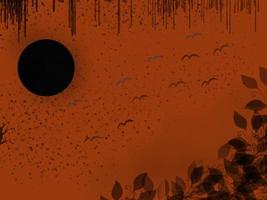 halloween moon birds trees orange black night landscape vector