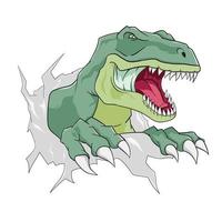 T-Rex Breaking The Wall Vector Illustration
