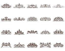 Vintage calligraphic elements. Decorative frames, flourish dividers, borders. Beautiful swirls sink decorated with motifs and scrolls. Circle, square and rectangular frames for cards vector