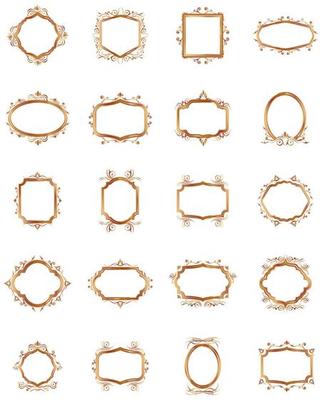 Set of Decorative vintage frames and borders set,Gold photo frame with corner Thailand line floral for picture, Vector design decoration pattern style. border design is pattern Thai art style