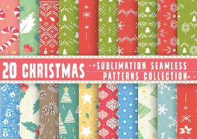 Set of 20 merry Christmas patterns seamless collection. vector