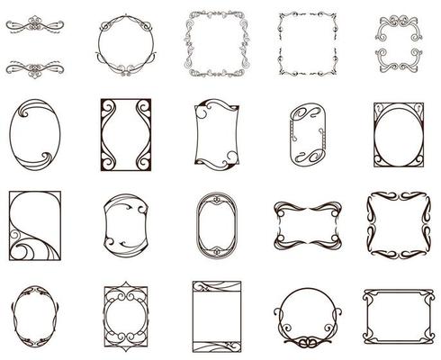 Set of swirl calligraphy frame design vintage frame set on pattern retro borders, decorative border, luxury greeting cards, vector illustration