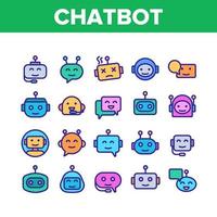 conjunto de iconos de elementos de colección de robot chatbot vector