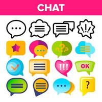 Speech Bubble Icon Set Vector. Chat Dialog Conversation Speech Bubbles Icons. App Pictogram. Social Message UI Shape. Line, Flat Illustration vector