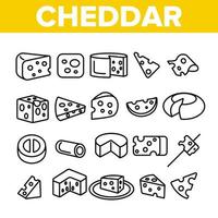 conjunto de iconos de vector lineal de queso cheddar