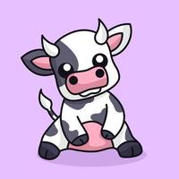 Premium Vector Illustration of cute dairy cow sitting