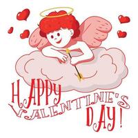 Cute cupid in the cloud. Valentine's Day vector