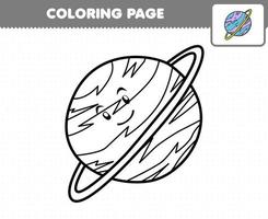 Education game for children coloring page cute cartoon solar system planet printable worksheet vector