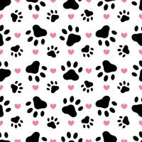 Paw print dog cat, seamless pattern. Vector illustration.