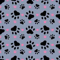 Paw print dog cat, seamless pattern. Vector illustration.