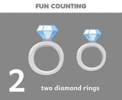 juego educativo para niños diversión contando joyas portátiles dos anillos de diamantes vector