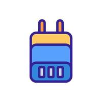 adaptador de corriente con enchufe para tres dispositivos icono vector ilustración de contorno