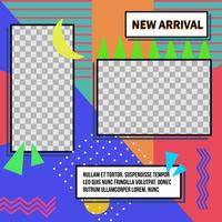 social media post template design, retro abstract style color. Retro, summer vector