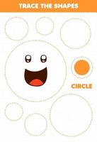 Education game for children trace the shapes circle printable worksheet vector