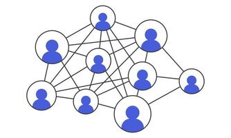 Social network. Network of profiles connected by lines. Abstract image of the unification of people using the Internet. Flat style. Vector illustration