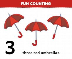 Education game for children fun counting wearable accessories three umbrellas vector