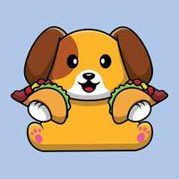 Lindo perro sosteniendo ilustración de icono de vector de dibujos animados de taco. concepto de dibujos animados plana de comida animal