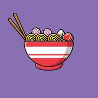 Ramen Noodle Cartoon Vector Icon Illustration. Food Object Flat Cartoon Concept