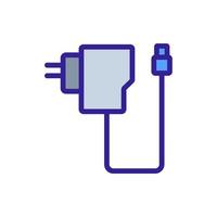 cargador con cable para la ilustración del contorno del vector del icono del teléfono