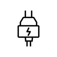 power adapter with charger plug icon vector outline illustration