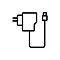 cargador con cable para la ilustración del contorno del vector del icono del teléfono