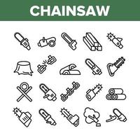 Chainsaw Collection Elements Icons Set Vector