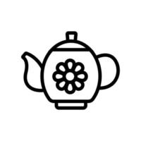 chamomile tea in teapot icon vector outline illustration