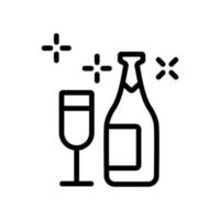 Champagne icon vector. Isolated contour symbol illustration vector