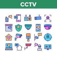Cctv Security Camera Collection Icons Set Vector