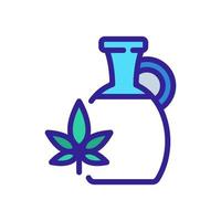 aceite de cannabis en la ilustración del contorno del vector del icono de la jarra