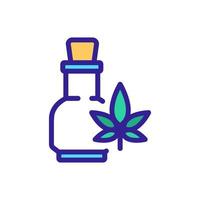 elixir de cannabis en botella de vidrio icono vector ilustración de contorno