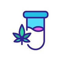 cannabis en matraz de laboratorio icono vector ilustración de contorno