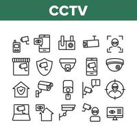 Cctv Security Camera Collection Icons Set Vector