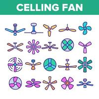 Ceiling Fans, Propellers Vector Linear Icons Set