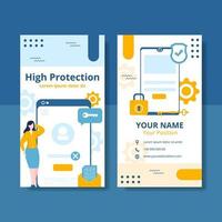 Data Privacy Card Vertical Template Flat Cartoon Background Vector Illustration