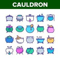 Cauldron Collection Elements Icons Set Vector