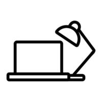 Laptop lamp icon vector. Isolated contour symbol illustration vector