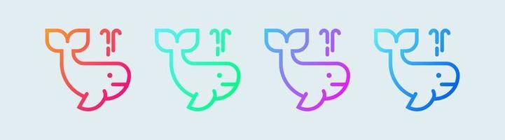 icono de línea de ballena en colores degradados. ilustración de vector de signos de vida silvestre del océano.
