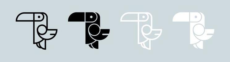 Toucan icon in black and white colors. Simple bird logotype vector illustration.