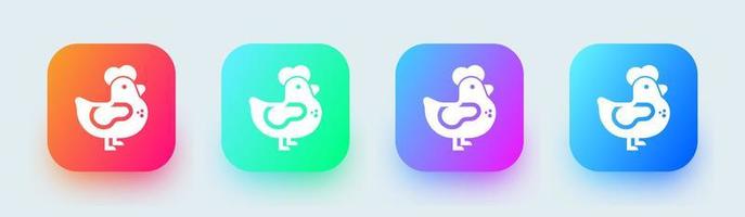 Chicken solid icon in square gradient colors. Hen signs vector illustrtaion.