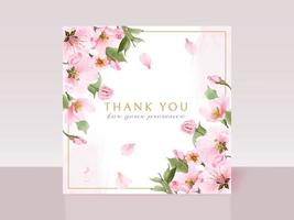 Beautiful cherry blossom wedding invitation card template vector