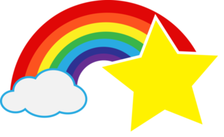 Regenbogen mit Wolkensymbol Zeichen Symboldesign png