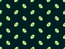 Avocado cartoon character seamless pattern on green background vector